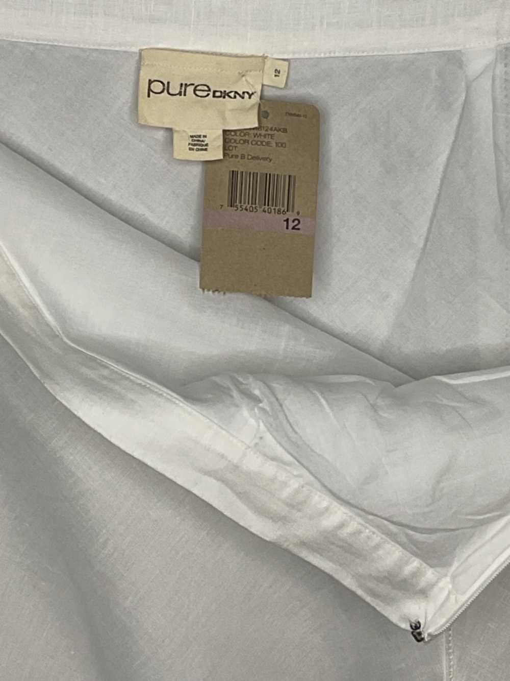 DKNY Linen Skirt White A Line Midi NWT Size 12 Summer Work - Picture 5 of 8
